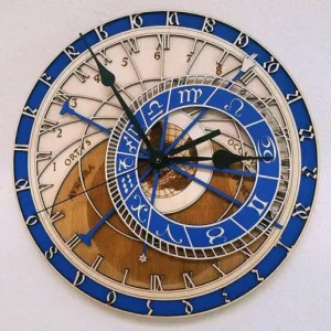 Horloge Bois Civilisation Bleue