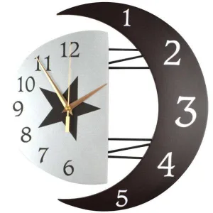 Horloge Bois Croissant de Lune