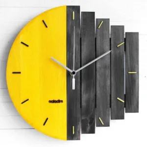Horloge Bois Design Jaune