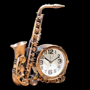 Horloge Bois et Métal Saxophone