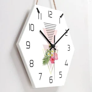 Horloge Bois Fleurs Géometrique