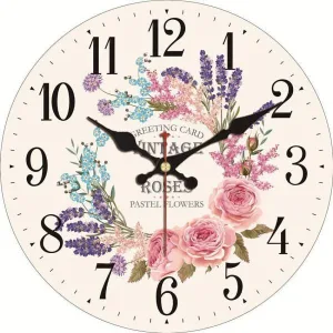 Horloge Bois Fleurs Roses