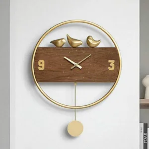 Horloge Bois Nordique Oiseaux