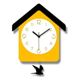 Horloge Bois Pendule Jaune
