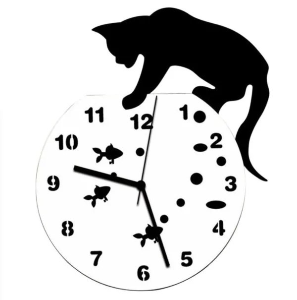 Horloge Chat et Petits Poissons