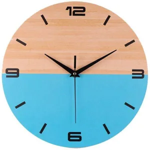 horloge design en bois bleu