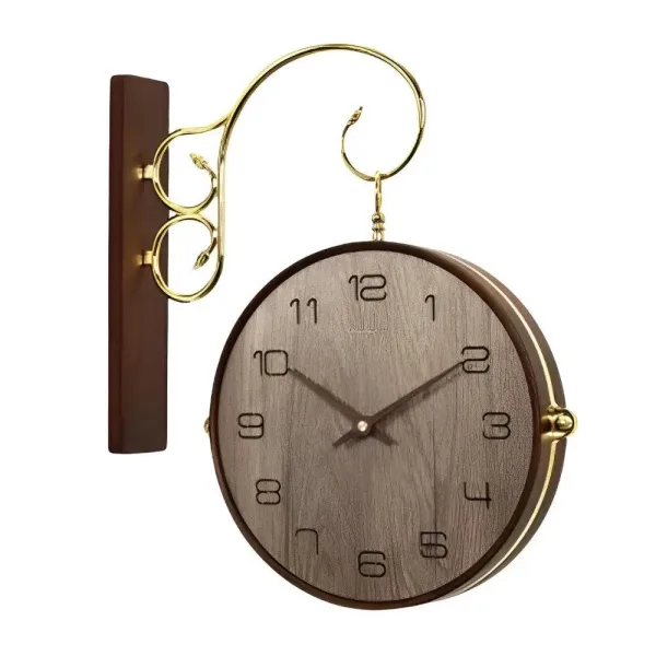 Horloge Double Face en Bois