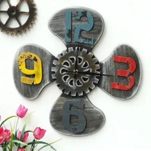 Horloge Industrielle Hélice Colorée