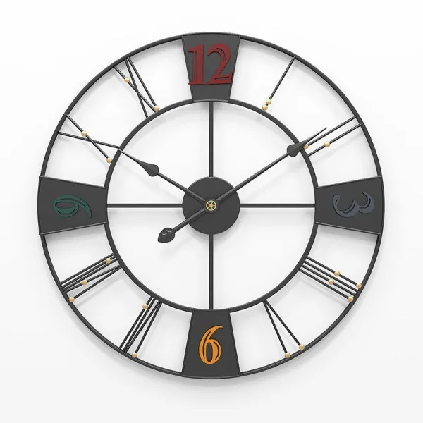 Horloge Industrielle Nordique Coloré