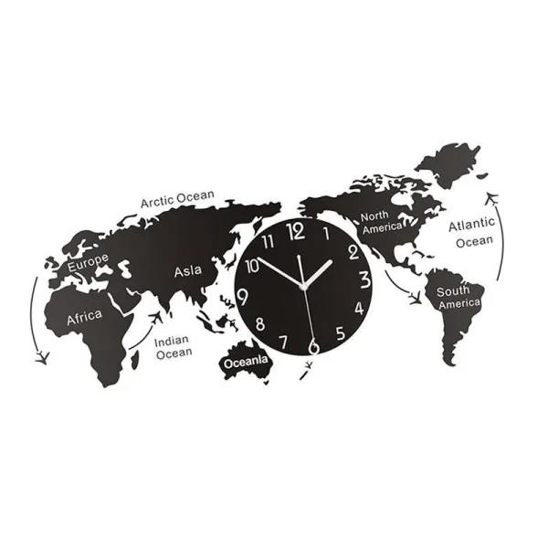 horloge mappemonde géante noire