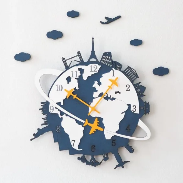 horloge mappemonde tour du monde