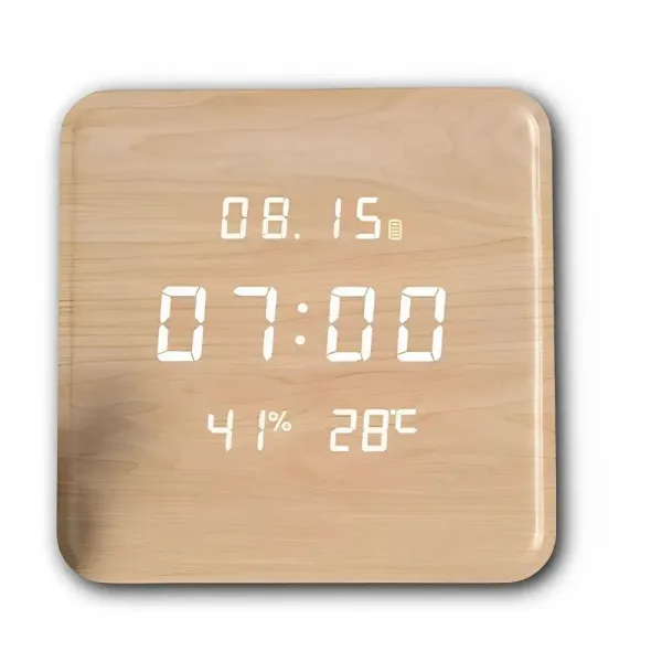 Horloge murale Digitale en Bois