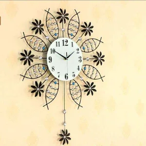 Horloge Murale Géante Fer & Fleurs