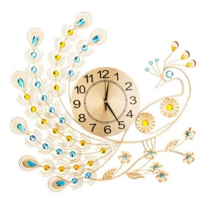 Horloge Murale Géante Paon de Fer