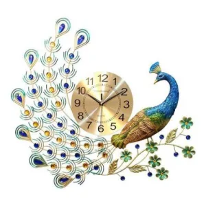 Horloge Murale Géante Paon Volant