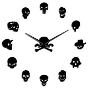 Horloge Murale Stickers Tête De Mort