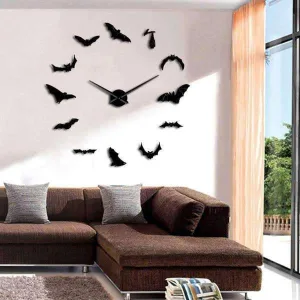 stickers muraux chauve souris horloge